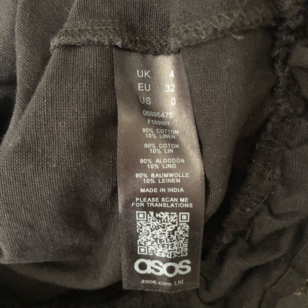 ASOS Romper Cutout And Tie Detail Black Linen 0 - Picture 5 of 8